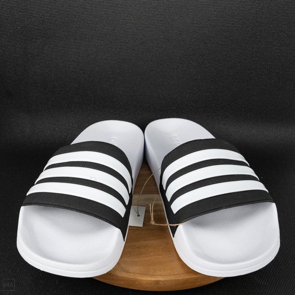 NWT Adidas Men's Cloudfoam Adilette Slides Size 10 White/Black - Picture 3 of 8